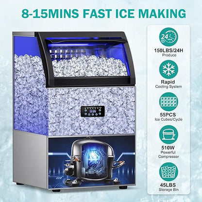 Commercial Ice Maker Machine, 150lbs/24H - Image 6