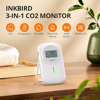 INKBIRD CO2 Monitor Ndir CO2 Detector 3 in 1 Meter | Carbon Dioxide & - Image 2