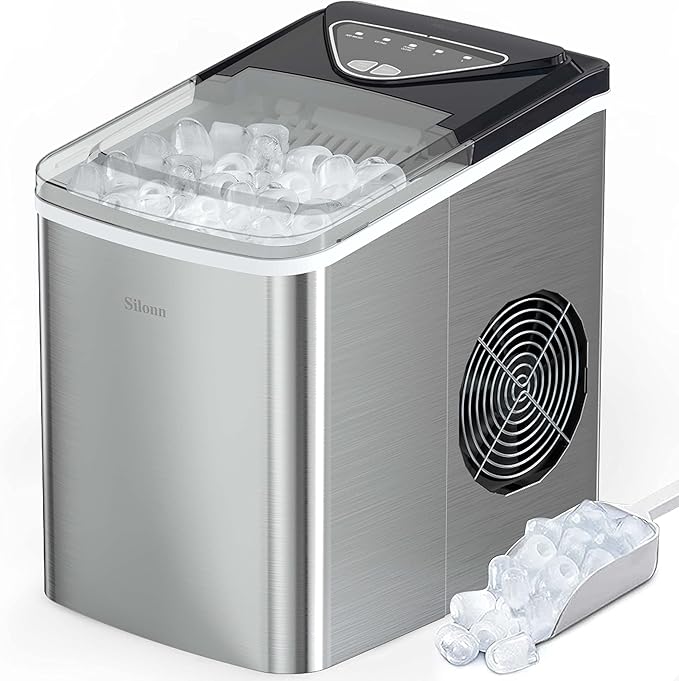 Silonn Ice Makers Countertop, 9 Cubes Ready in 6 Mins, 26lbs in 24Hrs, by Silonn