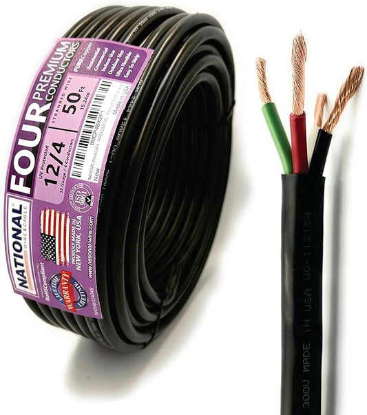 NATIONAL Wire & Cable – 12 AWG 4-Conductor Premium Copper Wire, 50 ft, Stranded by NATIONALWireCable