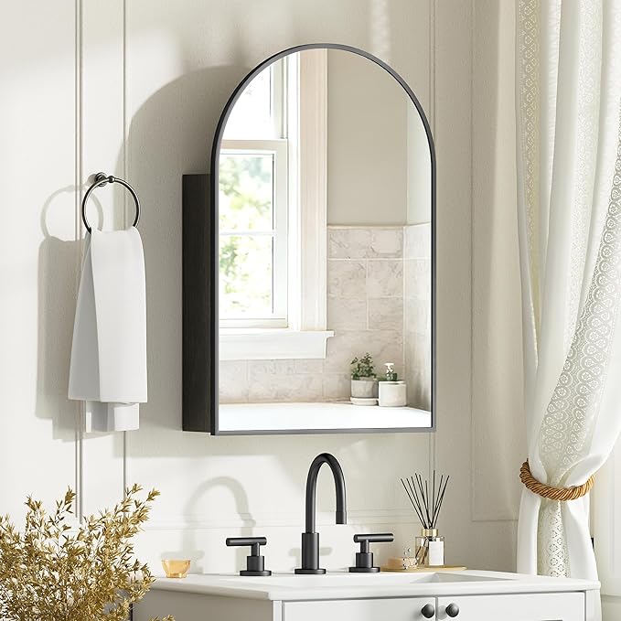 Brushed Black Arched Medicine Cabinet by Mepplzian