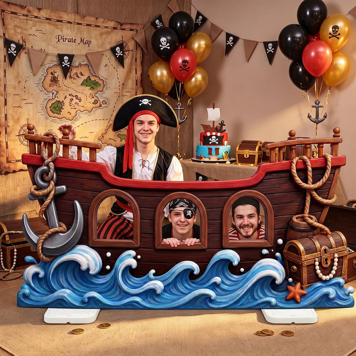 Qunclay Pirate Party Decoration Cardboard Cutout Stand Up Life Size, 4.4ft Pi...