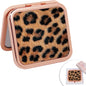 Cheetah Leopard Brown Print Foldable Travel Pocket Mirror Square Metal Portable Mini Makeup Double Sided Handheld Magnifying, 2.8 in