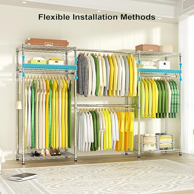 Ulif E1 Heavy Duty Closet Garment Rack, 6 Tiers Adjustable Metal Freestanding - Image 4
