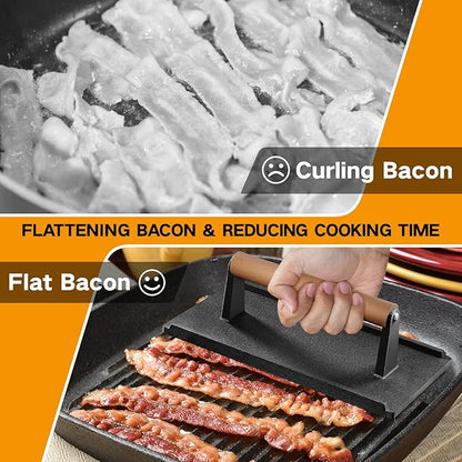 Yoehka Cast Iron Grill Press-1PCS, Heavy Duty Bacon/Burger/Griddle/Chef Press - Image 4