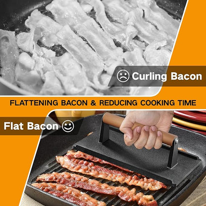 Yoehka Cast Iron Grill Press-2PCS, Heavy Duty Bacon/Burger/Griddle/Chef Press - Image 4
