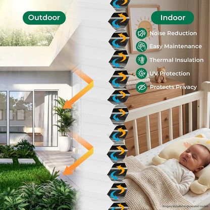 Allesin Top Down Bottom Up Cordless Cellular Shades,Thermal Insulation Honeycomb Blinds for Indoor Windows,(Clear White,34"x60")