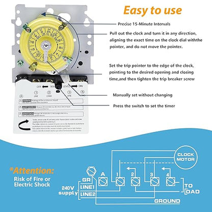 T104M Mechanical Time Switch, 208-277 VAC 5HP 40A DPST Time Switch, 24 Hour 12 - Image 3