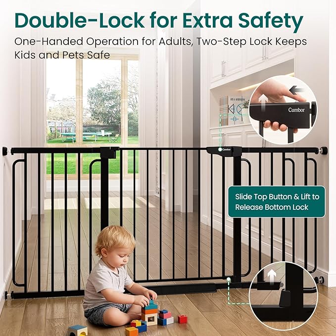 Cumbor Extra Wide Baby Gate, 36.6-69" Walk-Through Dog Gate - Image 4