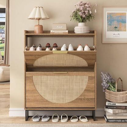 Maupvit Rattan Shoe Storage Cabinet - Image 6
