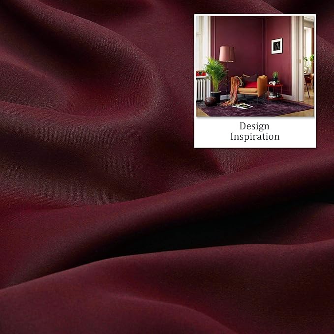 DUALIFE Burgundy Red Curtains for Bedroom 63 Inches Long Burgundy Red Solid - Image 4