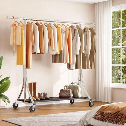 HOKEEPER Clothes Rack with Wood Shelves Height Adjustable Clothing Rack with - Image 6