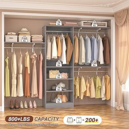 8FT Closet System with Shelves, Wall Mount Bedroom Wardrobe Walk-in Closet - Image 3