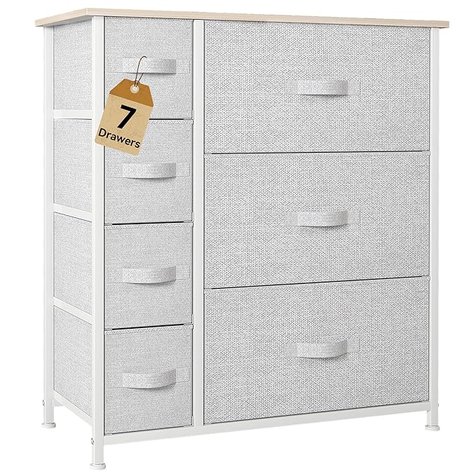 DWVO Dresser for Bedroom, 7 Drawers Fabric Dresser, Organizer Unit for Living by DWVO