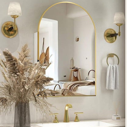 Gold Medicine Cabinet with Mirror, Bathroom Arched Medicine Cabinet Wall Mounted - Image 9