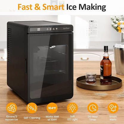 Crystal Clear Ice Maker, Compact Countertop Ice Machine, 3 x 1.6 Ice Cubes - Image 2
