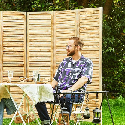 Room Dividers and Folding Privacy Screens, Wood Louvered Separators Divider Wall - Image 8