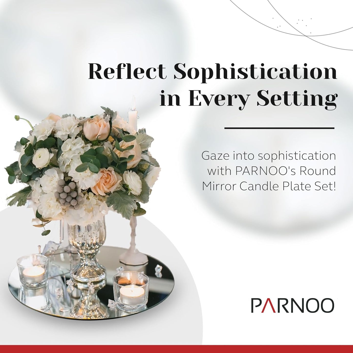 8 Inch Round Mirror Plate, Set of 12-1.5mm Thick Glass Plate Mirror Tiles w/Smooth Edges - Perfect Candle Wedding Centerpiece Table Decorations, Home Accent Wall Decor, & More - PARNOO