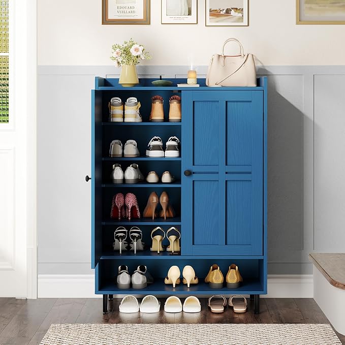 ONBRILL Shoe Cabinet with Cross Molding Doors, 6-Tier Shoe Storage Cabinet with - Image 7