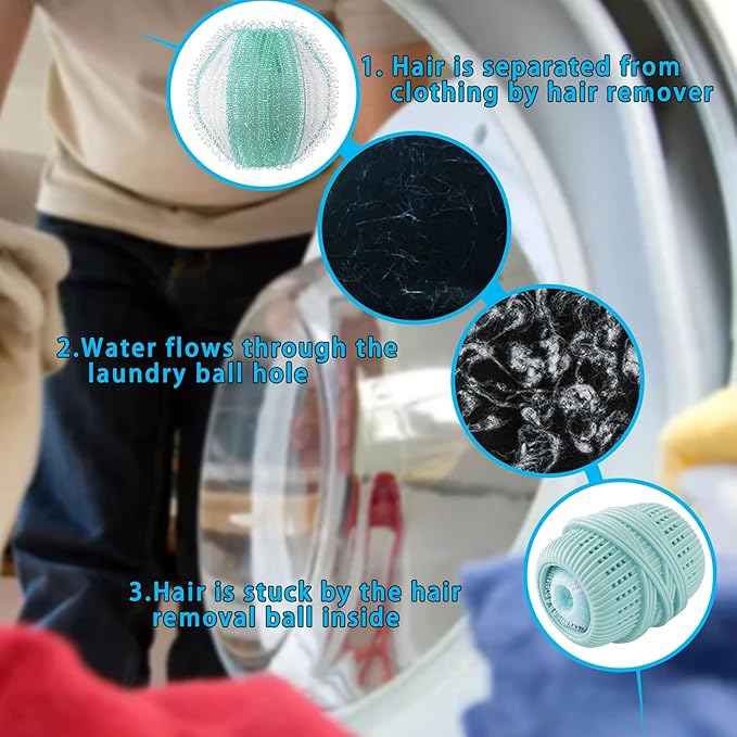 8PCS Pet Hair Remover and Laundry Ball Set, Reusable Dog Hair Remover - Image 3