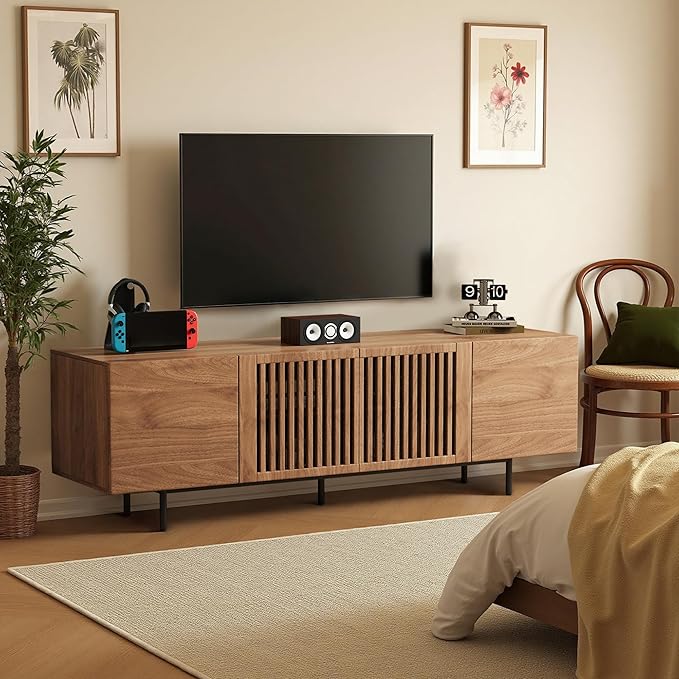 Pajiasen 70.87″ Mid Century Modern Walnut TV Stand - Image 4