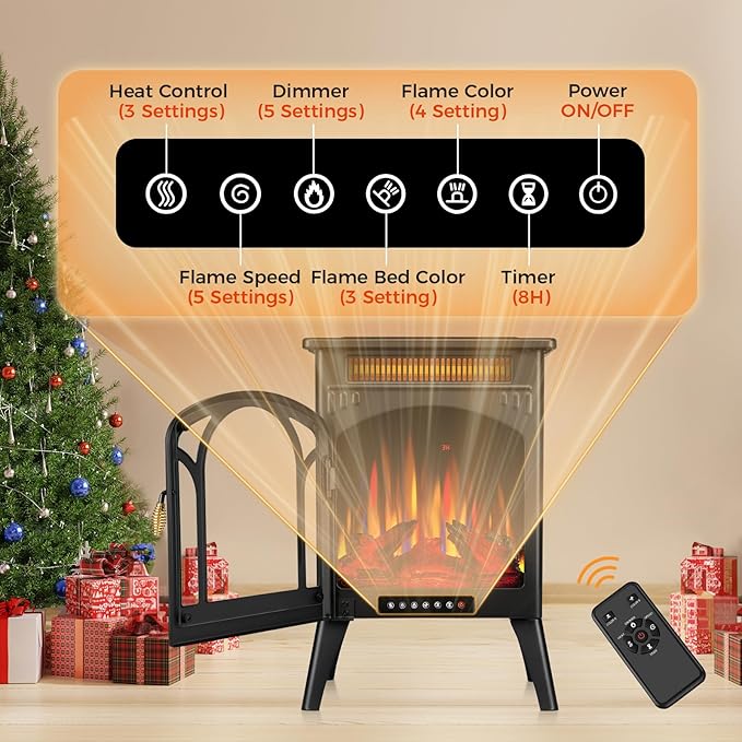 Electric Fireplace Stove, Fast Heating, X Infrared Fireplace Heater - Image 7