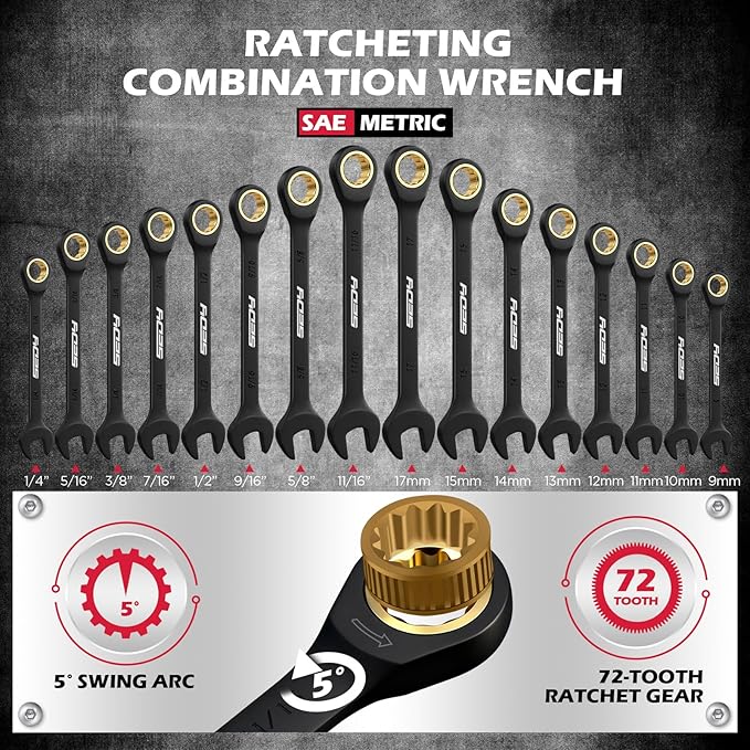 Premium 132-Piece Mechanics Tool Set, SAE/Metric 1/4" & 3/8" Drive Socket Set - Image 2