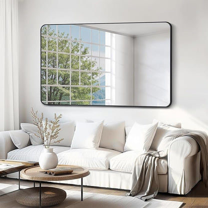 FORBATH Large Bathroom Mirror 36 x 55 Inches，Black Large Wall Mirror Aluminum - Image 2