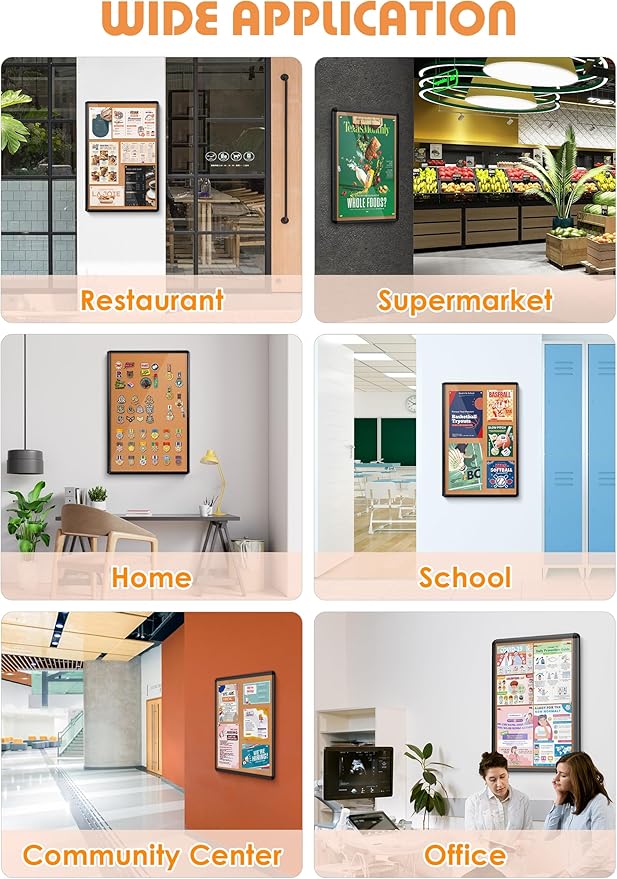Enclosed Bulletin Board Cork Board 36x24 in, Lockable Wall Display Case - Image 5