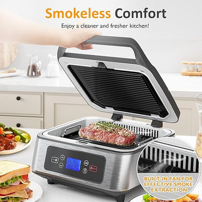 Electric Panini Press Sandwich Maker, 1300W Smokeless Indoor Grill - Image 5