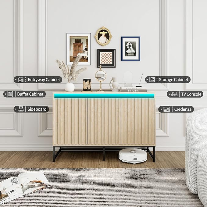 Fluted Sideboard Buffet Cabinet - Image 6