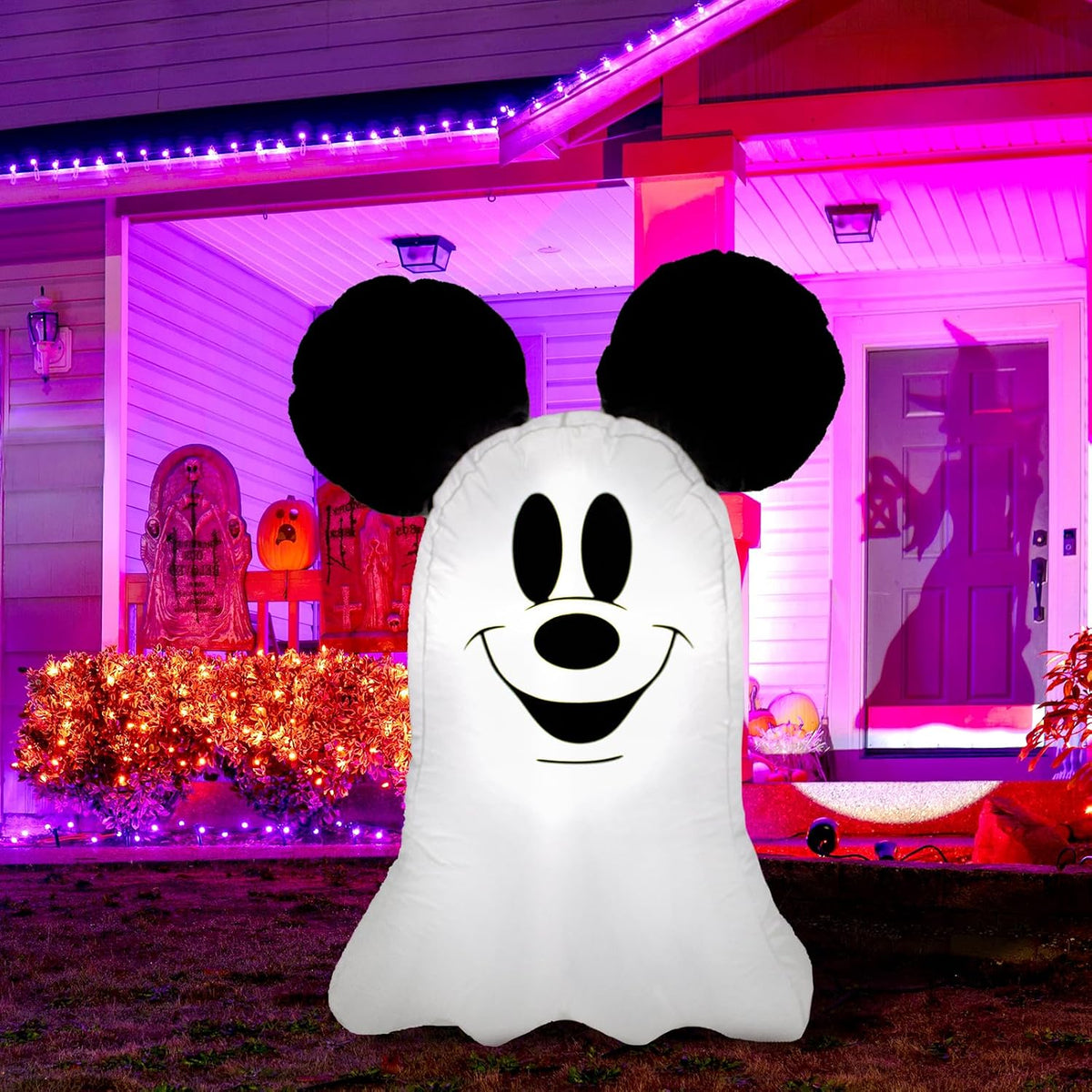 Halloween Inflatable Outdoor Decoration,Mouse Theme Cute Ghost Blow Up Outdoo...