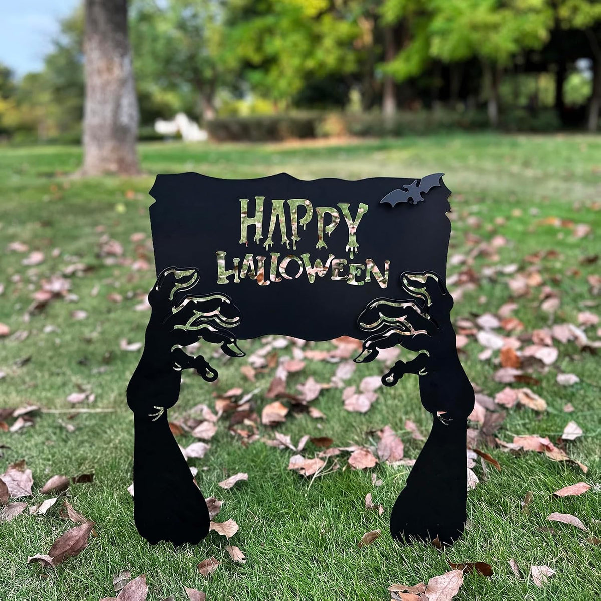Metal Hand Happy Halloween Garden Stakes，Decorative Scary Yard Stakes