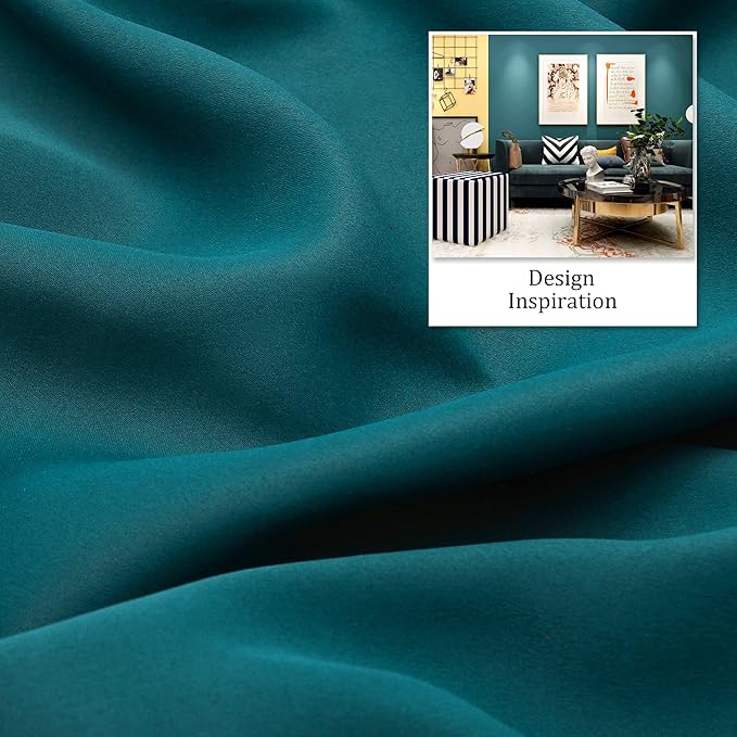DUALIFE 120 Inch Length Teal Curtains 2 Panels Set Grommet Curtain Drapes - Image 3