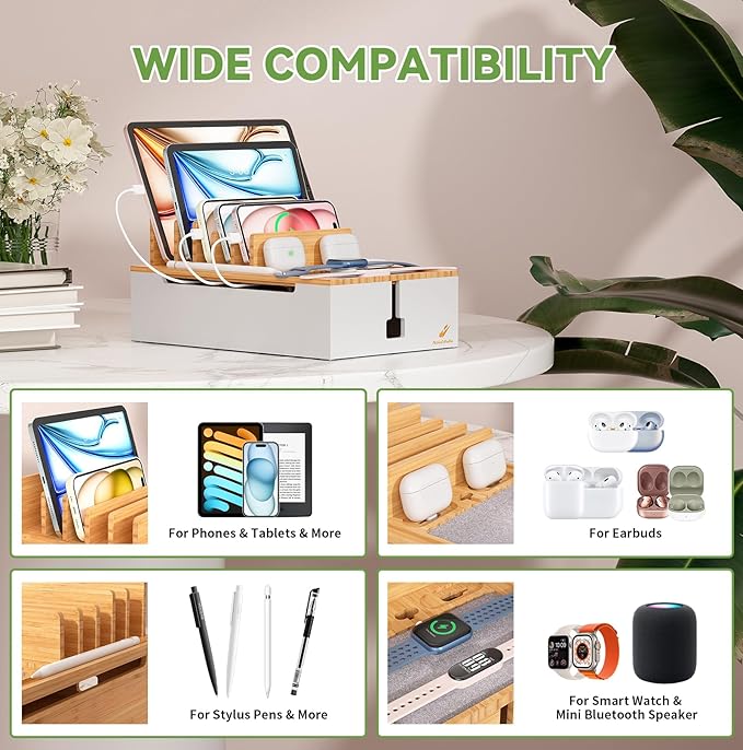 Pezin & Hulin Bamboo Charging Station, Electronic Devices Organizer - Image 5