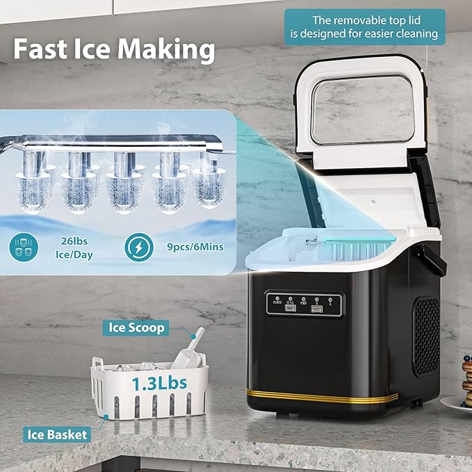 Ice Maker Machine Countertop Portable Compact Small Bullet Ice Maker - Image 4