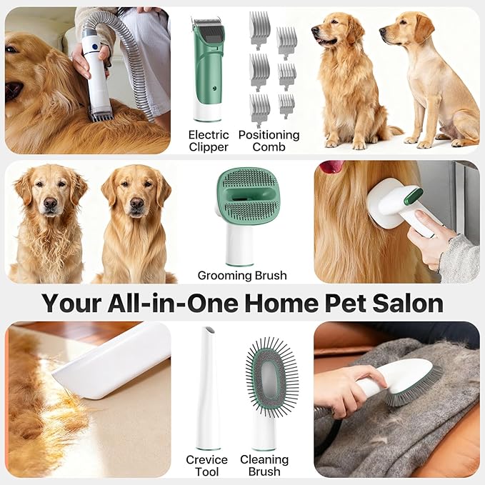 Dog Grooming Kit with Vacuum, 15000Pa Pet Hair Clipper and Shedding Brush - Image 3