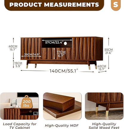 ATJafurn 55‘’ Brown Walnut Finish TV Stand - Image 4