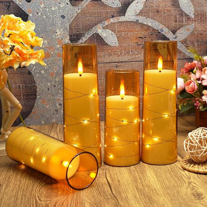 Flameless Candles with Embedded Star String, Battery Operated LED Pillar - Image 3