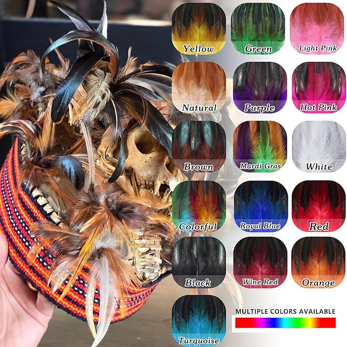 SOGUGOM Black Rooster Tail Feathers - 200 pcs 5-7 inch Craft Feathers Bulk fo...
