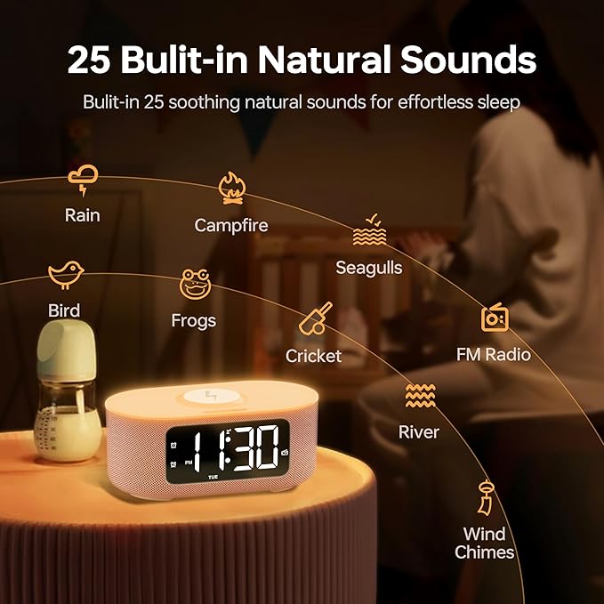 JALL Fabric Alarm Clock for Bedroom, - Image 5