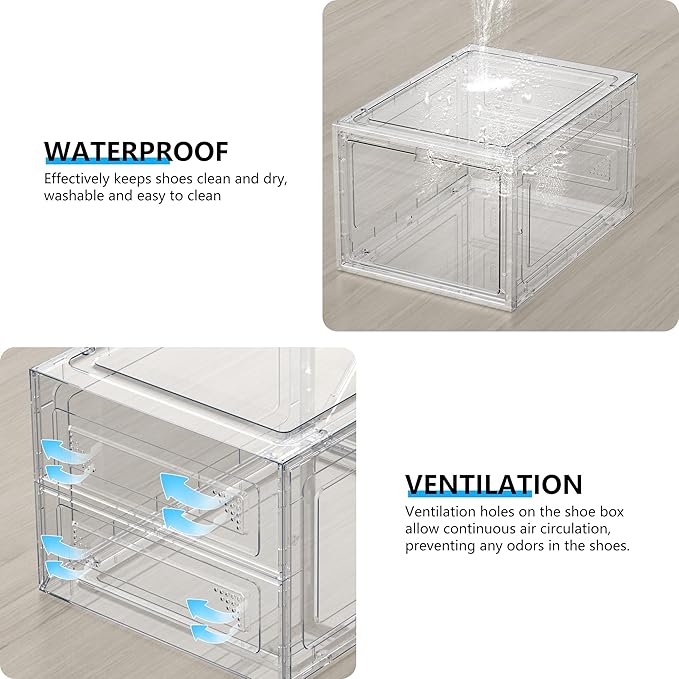 12 Pack Hard Sturdy Thickened Rigid XX Large Shoe Storage Organizer - Image 5