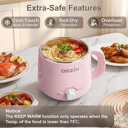 Dezin Hot Pot Electric, Rapid Noodles Cooker, Stainless Steel Electric Pot 1.6 - Image 6