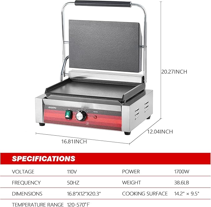 EGGKITPO Commercial Electric Panini Grill - Image 5
