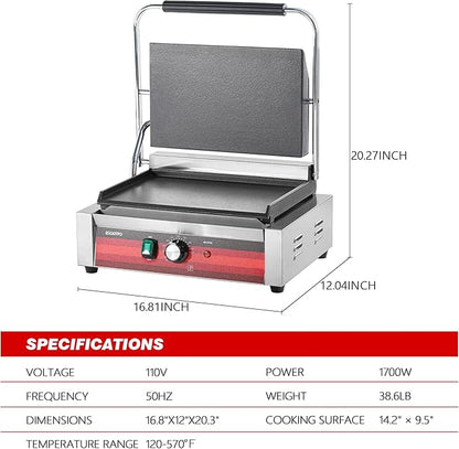 EGGKITPO Commercial Electric Panini Grill - Image 5