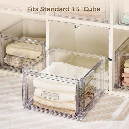 Vtopmart 4 Pack 18QT Clear Stackable Storage Drawers, Easily Assemble Closet - Image 7
