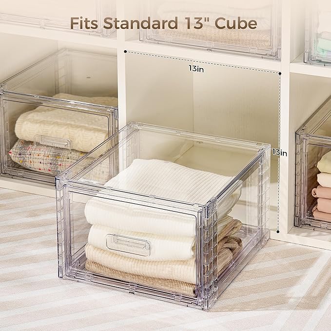 Vtopmart 9 Pack 18QT Clear Stackable Storage Drawers, Easily Assemble Closet - Image 6