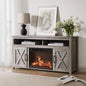BELLEZE Barn Door Wood Electric Fireplace TV Stand by BELLEZE