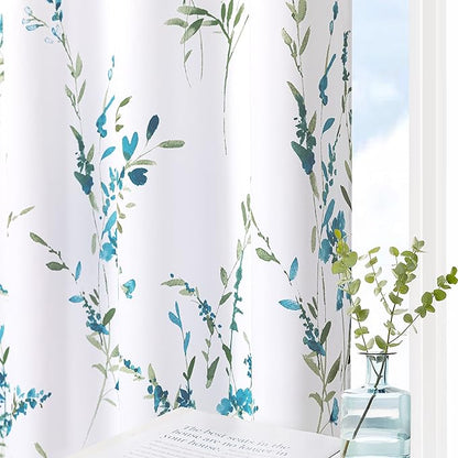 MYSKY HOME Living Room Curtains 84 inches Long Floral Curtains Light Filtering by MYSKYHOME