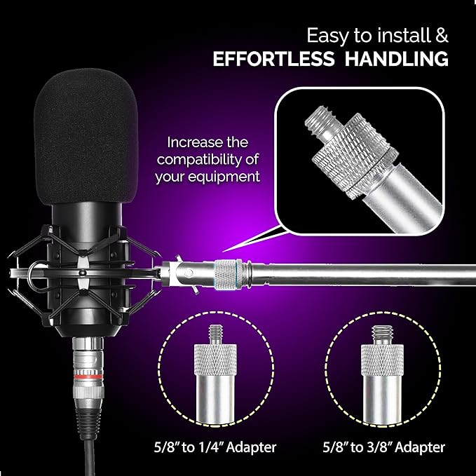 IXTECH Mic Stand Adapter Set 8 pieces Metal Microphone Stand Screw Thread - Image 5